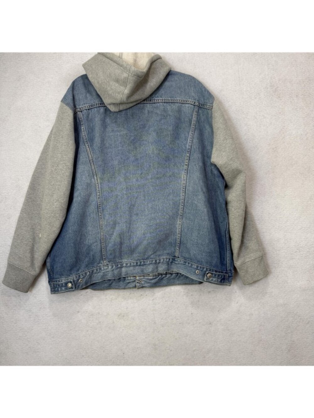 Levi's Jacket Mens 2XL Blue Denim Hooded Varsity Gray Sleeves Lined Fleece - Picture 7 of 12